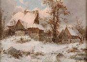 Karl Julius von Leypold Dorfansicht im Winter oil painting artist